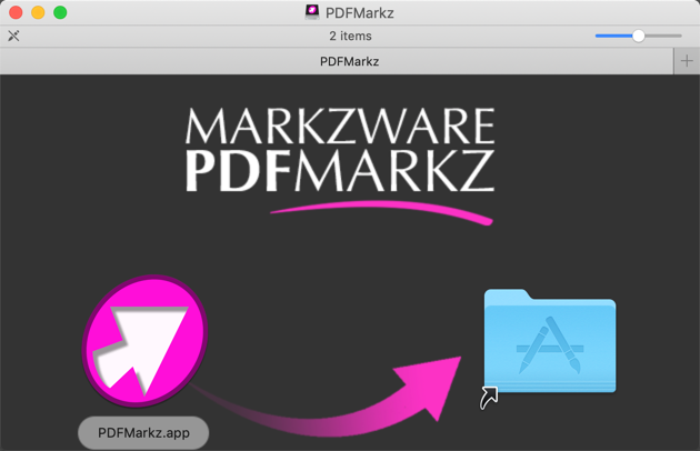 pdfmarkz-dmg-drag-n-drop-install-window.png